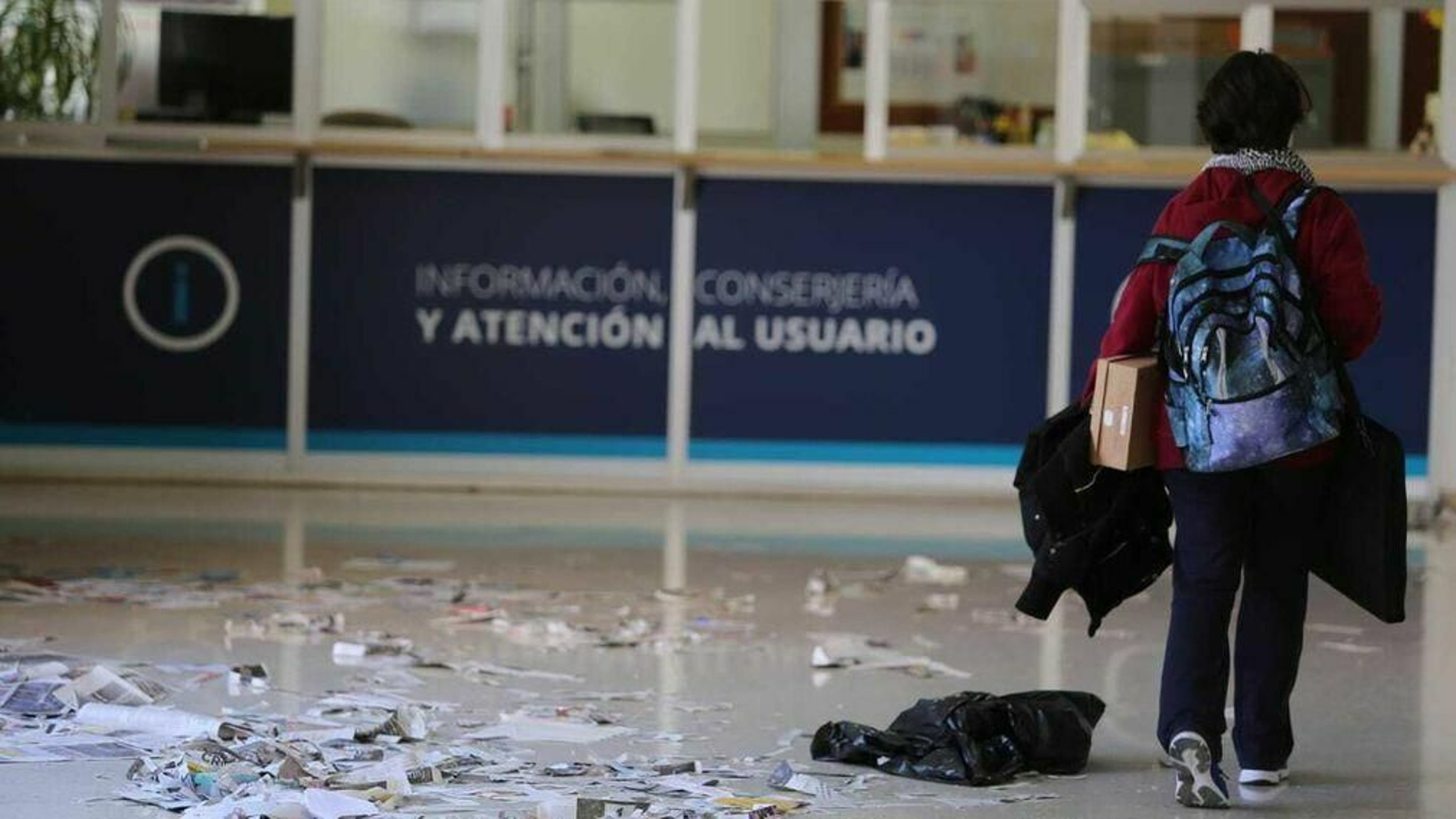 La Facultad de Económicas de Málaga en la primera jornada de la huelga.