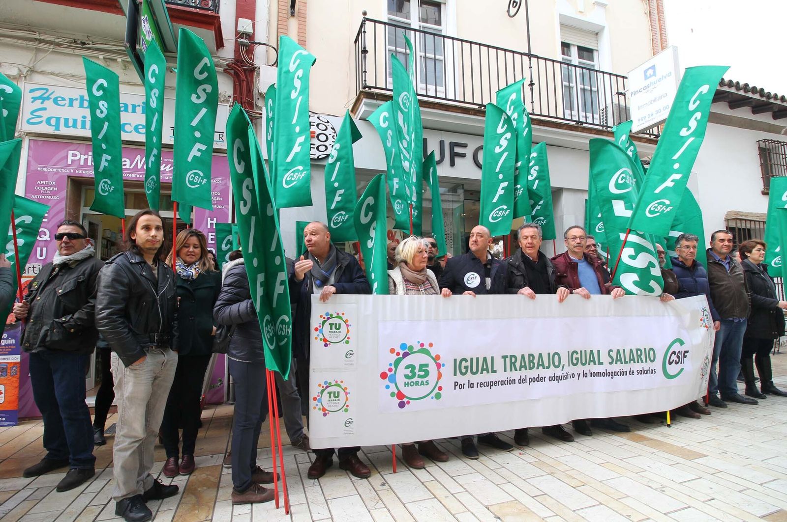 Una protesta del sindicato CSIF en la capital onubense.