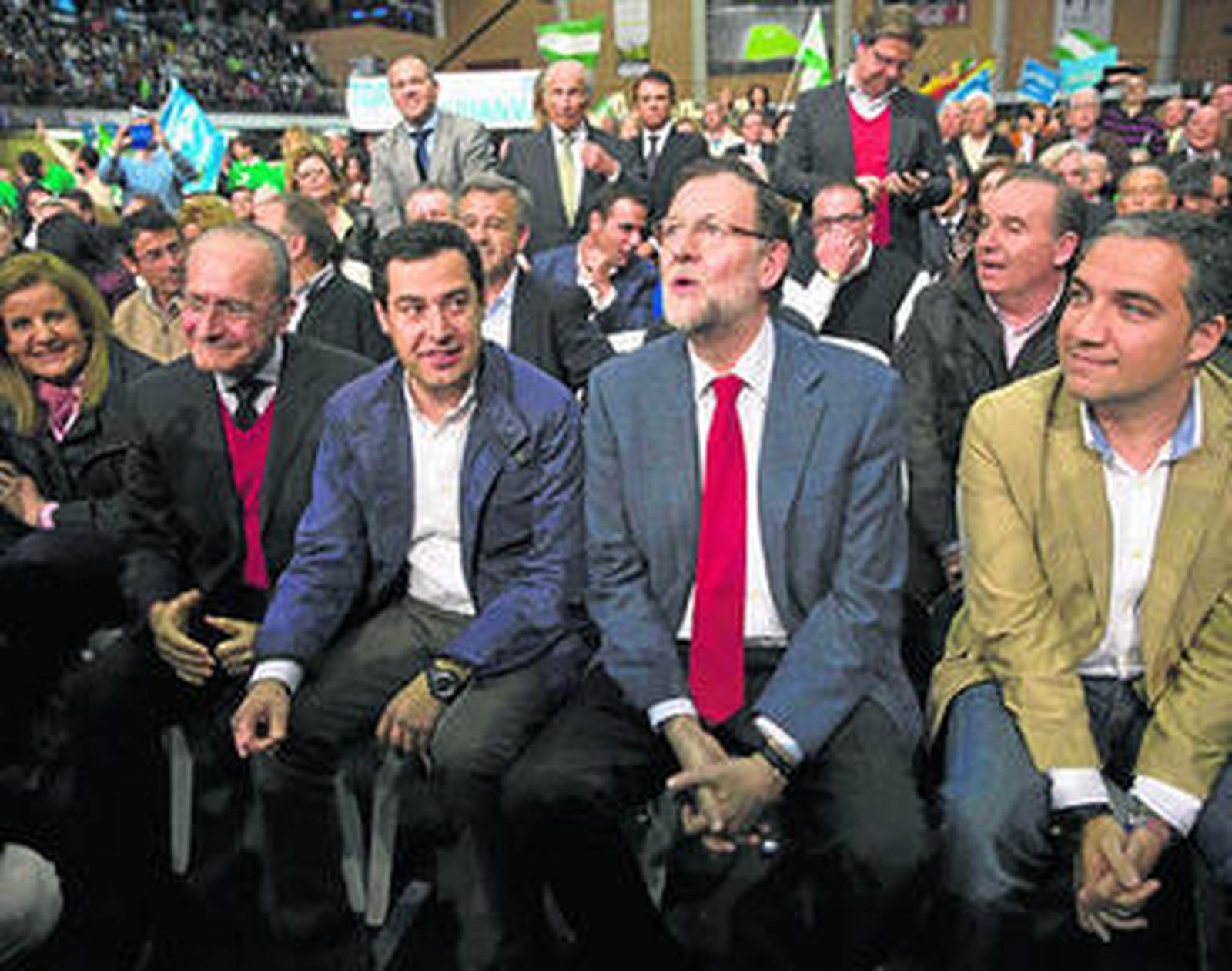 Báñez, De la Torre, Moreno Bonilla, Rajoy y Bendodo, esta semana en Málaga.