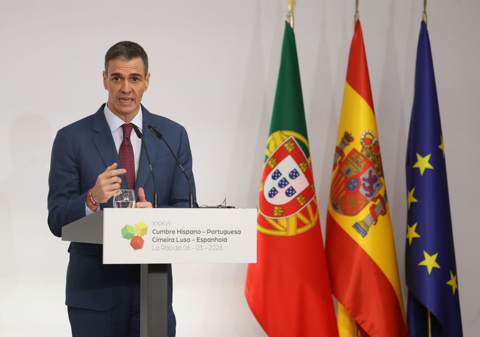 El presidente del Gobierno en la XXXVI Cumbre Hispano-Portuguesa celebrada este viernes en La Rábida.