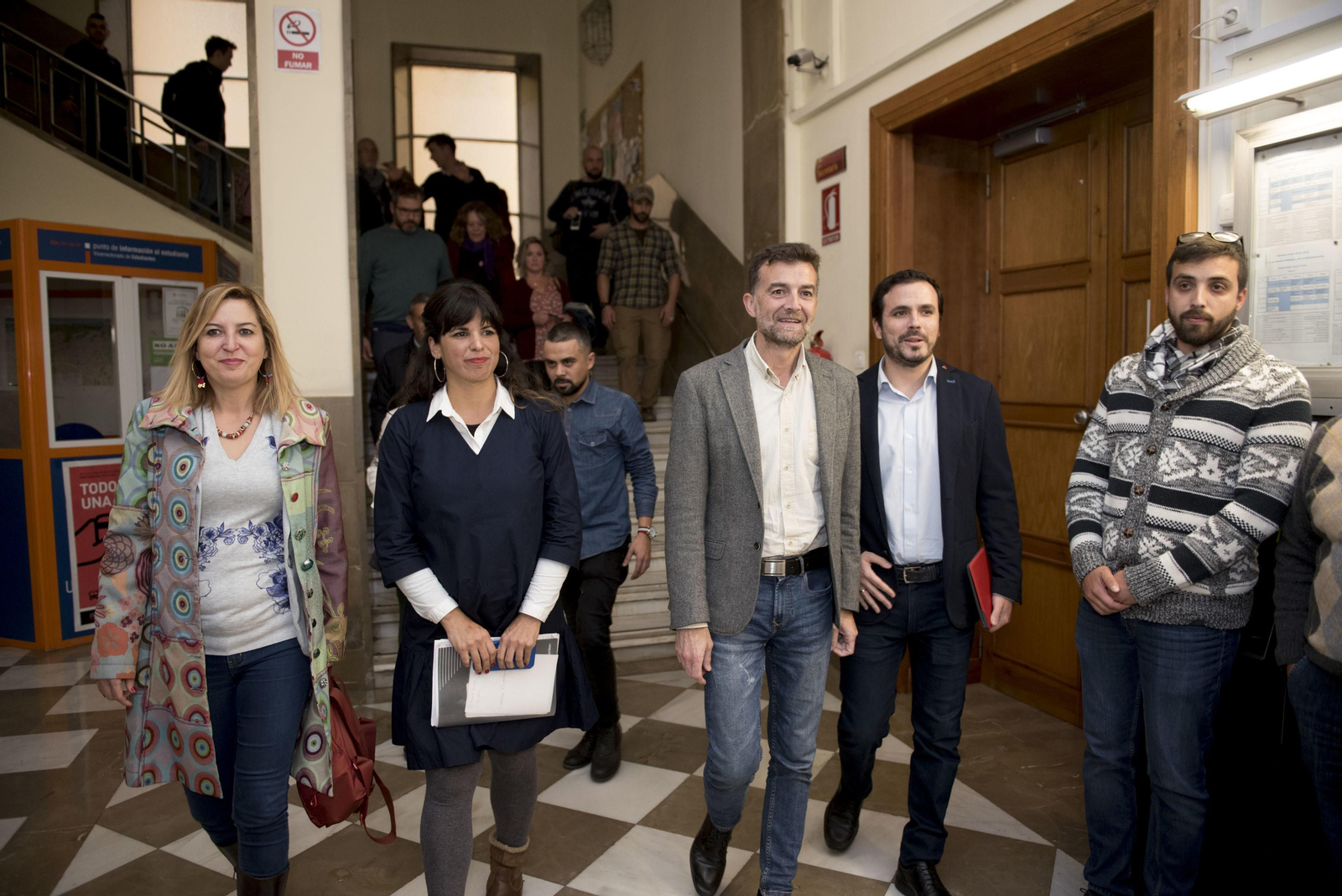 Carmen Lizárraga, Teresa Rodríguez, Antonio Maíllo y Alberto Garzón