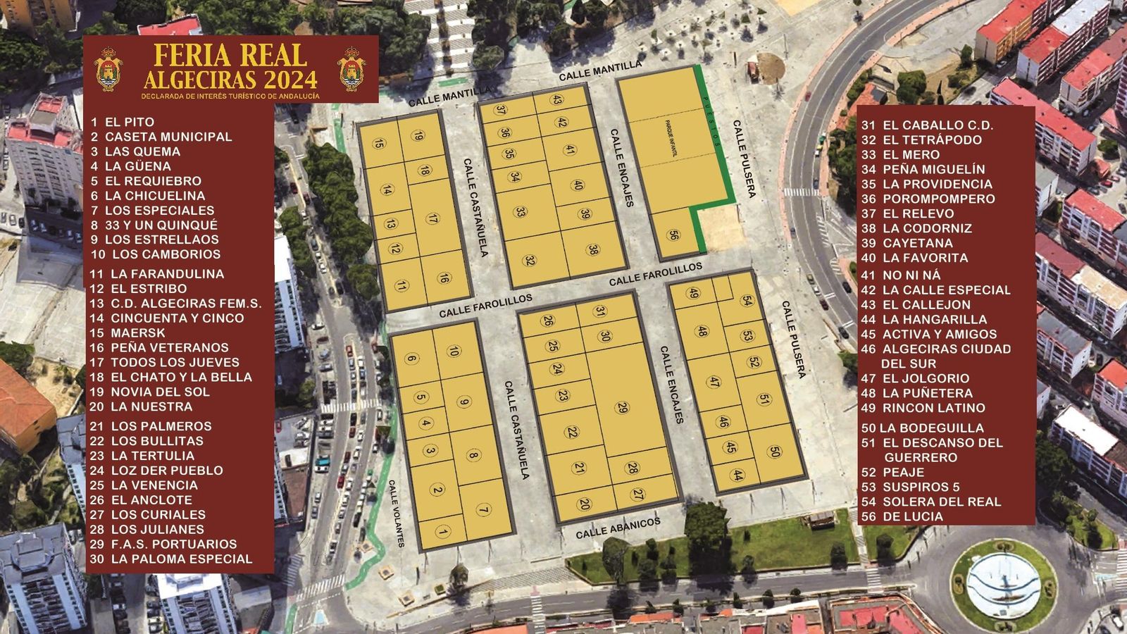 Plano completo de la Feria Real de Algeciras.