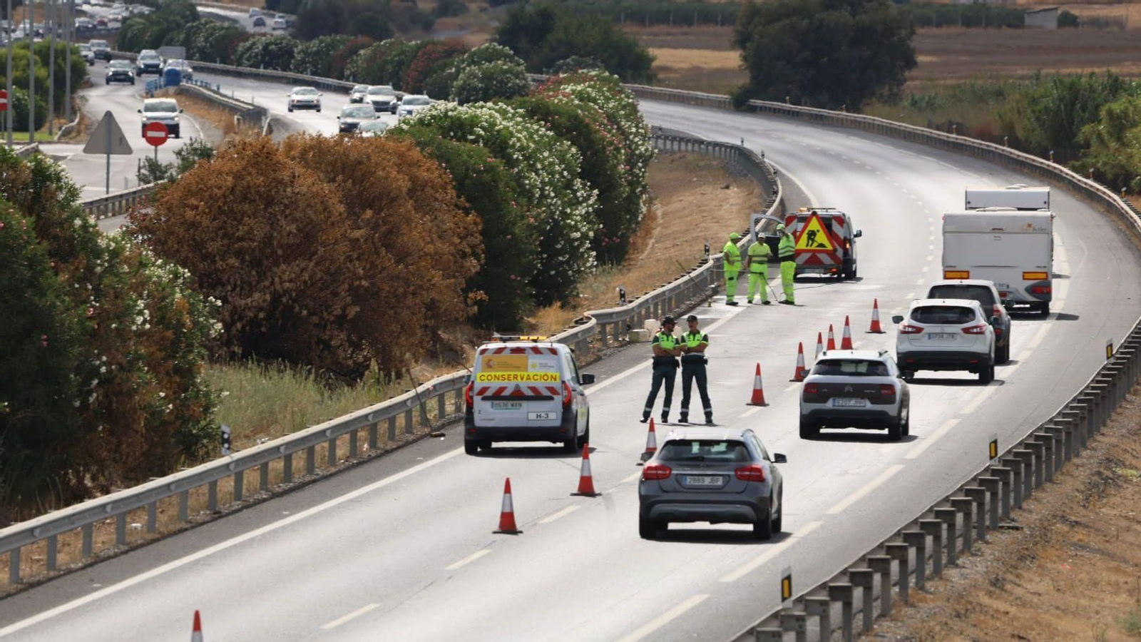 Zona del accidente en la A-49.