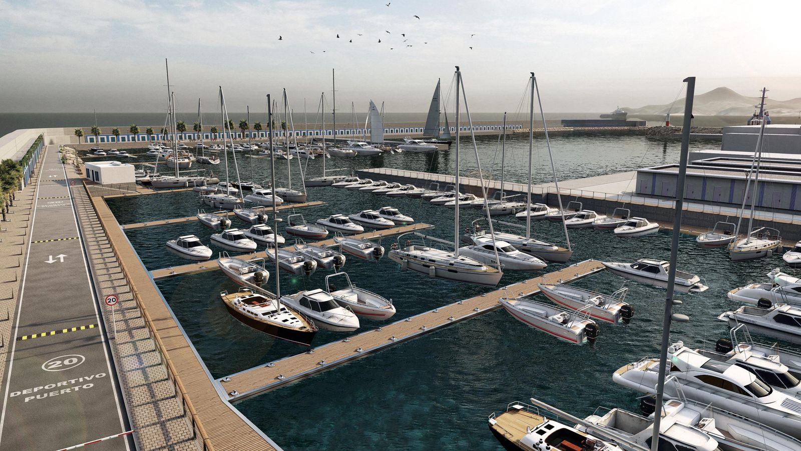 Nueva dársena para barcos recreativos en el futuro puerto de Carboneras.