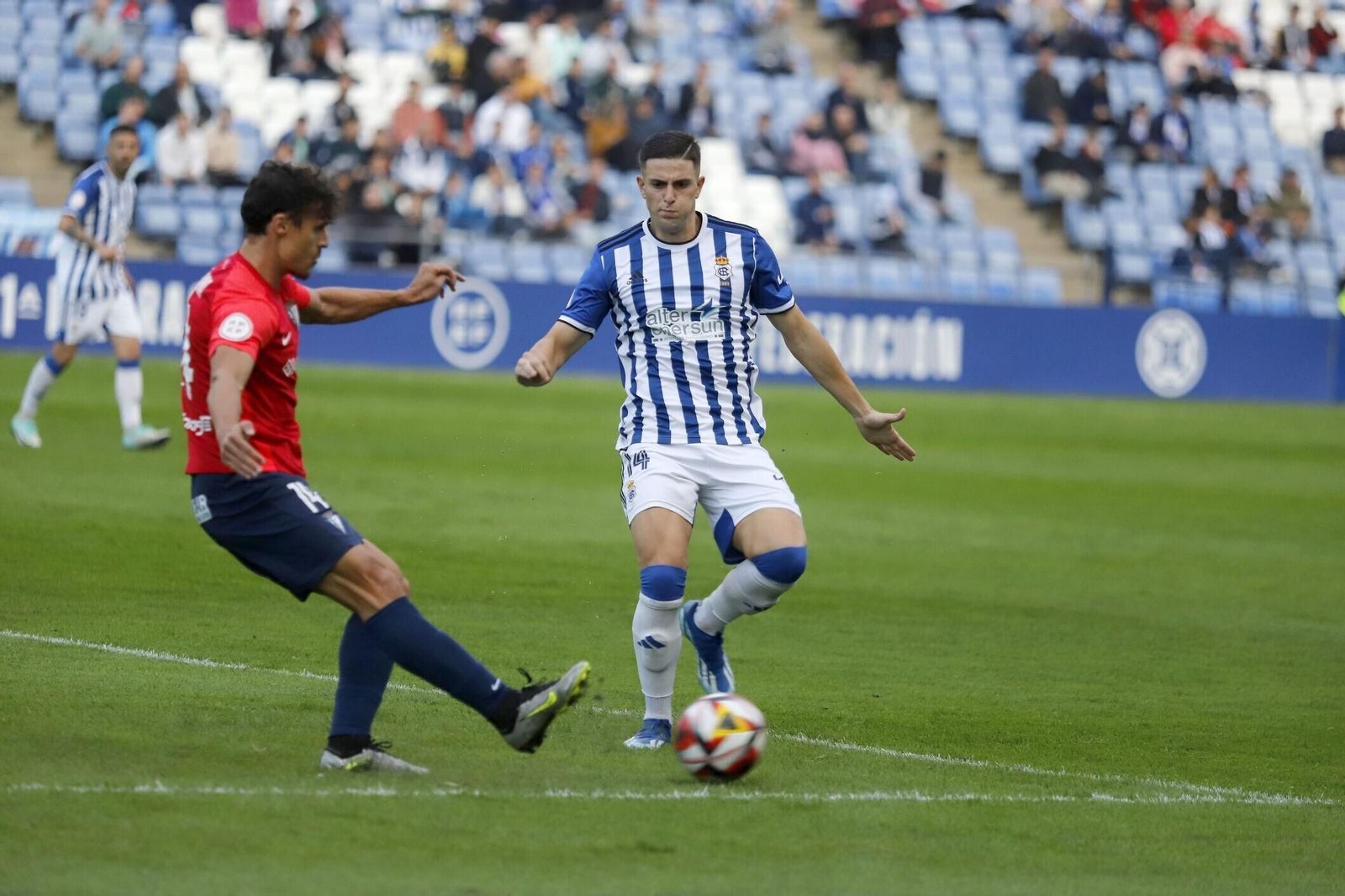David del Pozo en el partido que enfrentó a Recre y San Fernando en el Nuevo Colombino.