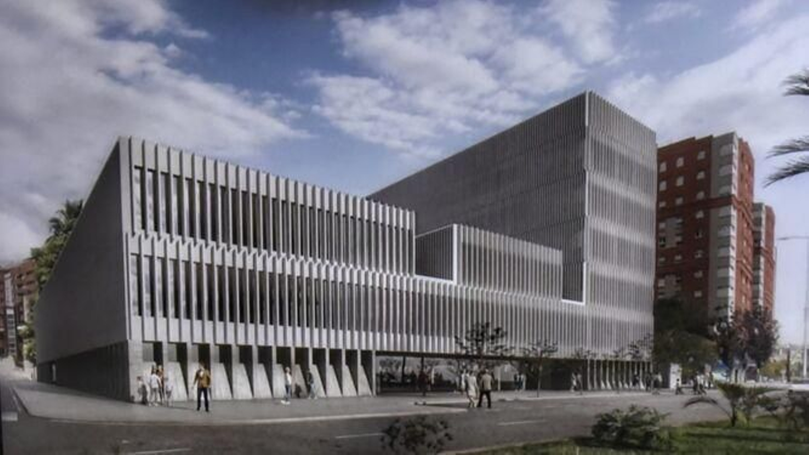 Recreación del edificio judicial proyectado en la Avenida Virgen del Carmen de Algeciras.