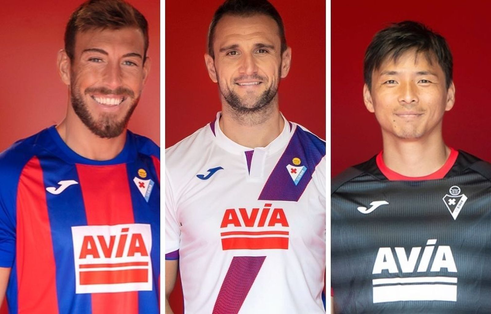 El Eibar y Joma presentan una camiseta de corte clásico para la primera equipación, con los colores habituales del club y las franjas verticales que identifican al conjunto armero. La segunda indumentaria es blanca, con una franja diagonal que combina el rojo y el azul, también presente en el cuello, los puños y los costados. La tercera es negra con cuello y puños en color rojo.
