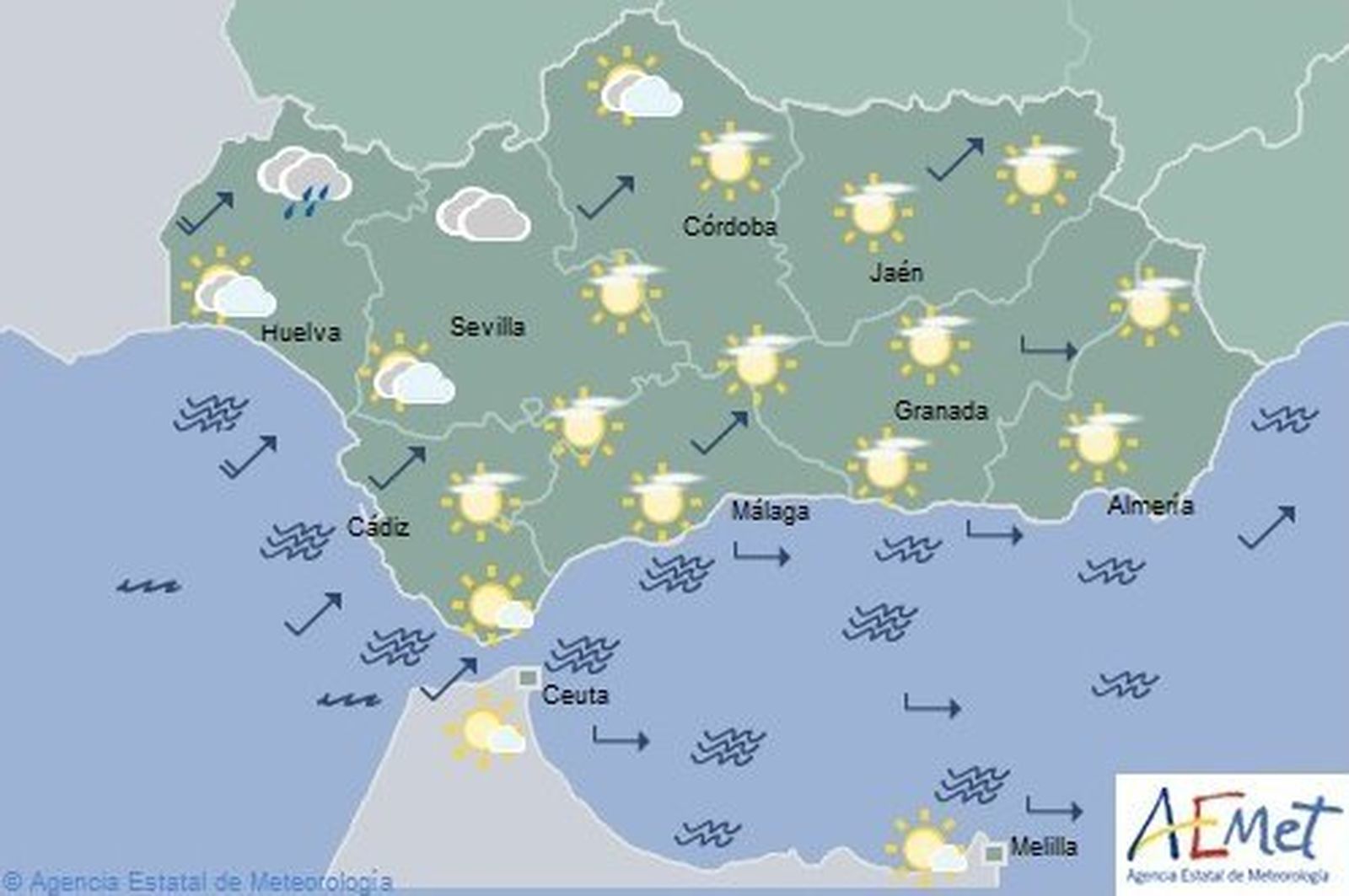 Previsión de Aemet para este martes.