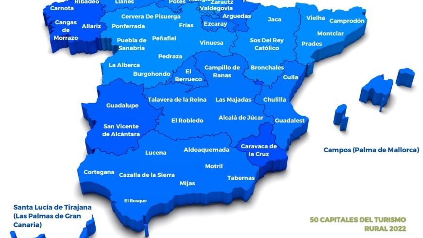Imagen de las 50 capitales del turismo rural en España