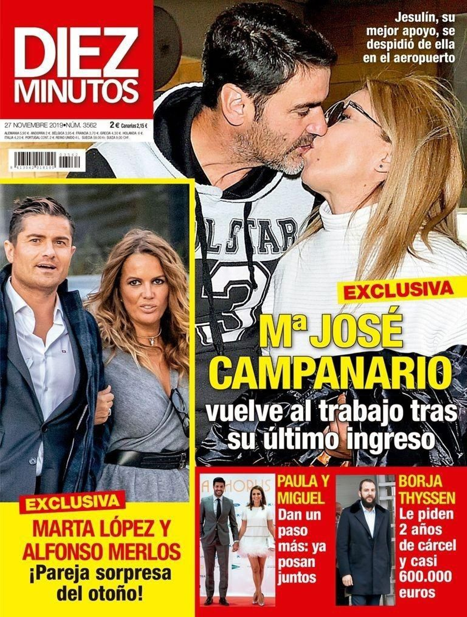 Alfonso Merlos y Marta López en una reciente portada de la revista Diez Minutos