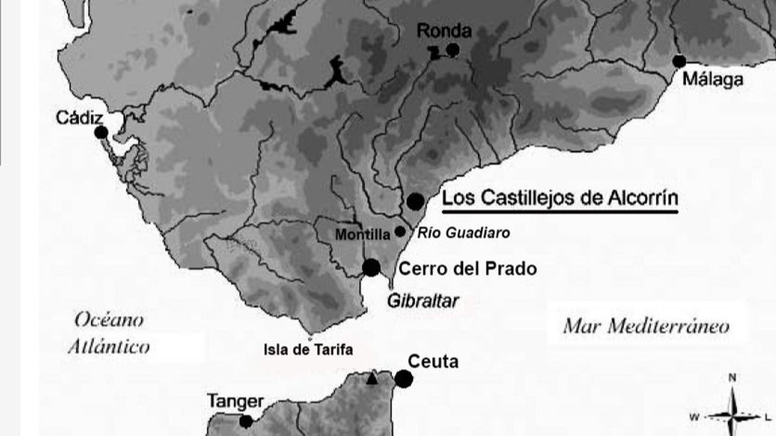 Ubicación del yacimiento los Castillejos de Alcorrín.