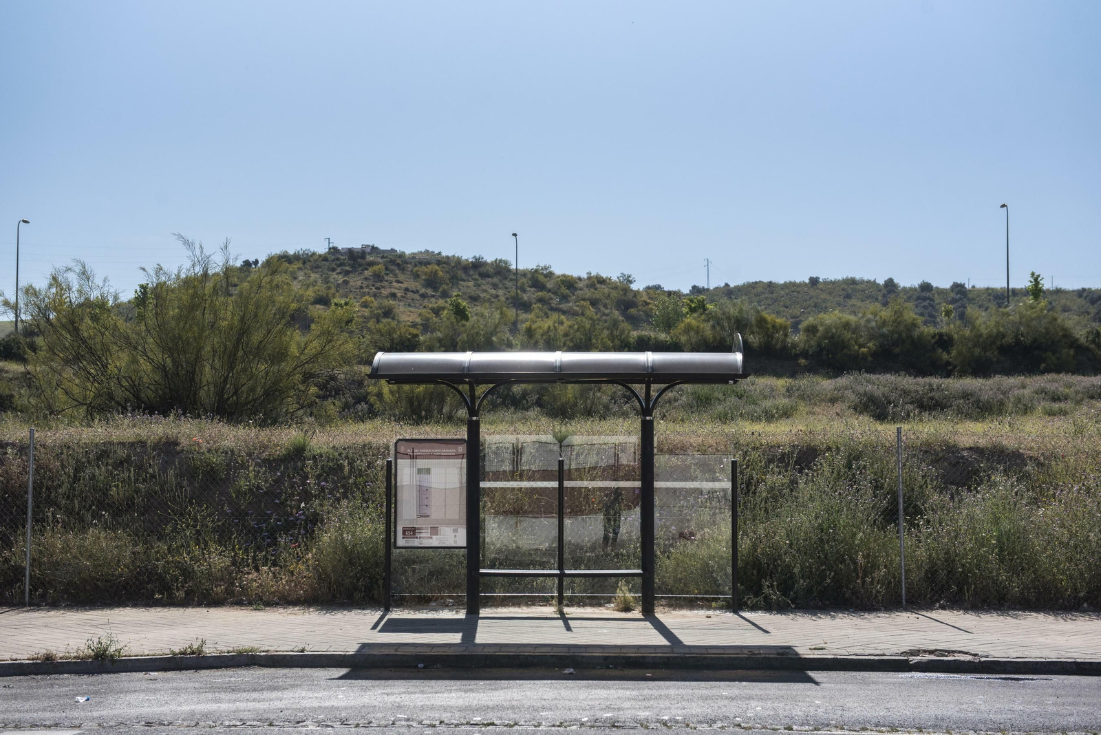 Cabecera del bus número 5 en el Parque Nueva Granada