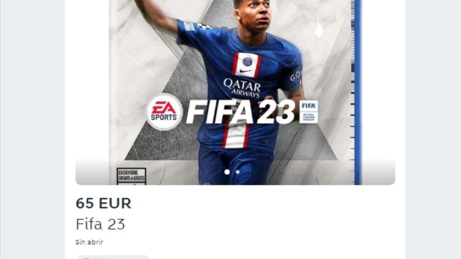 Captura de la venta del videojuego comprado con el bono cultural joven y puesto a la venta en Wallapop