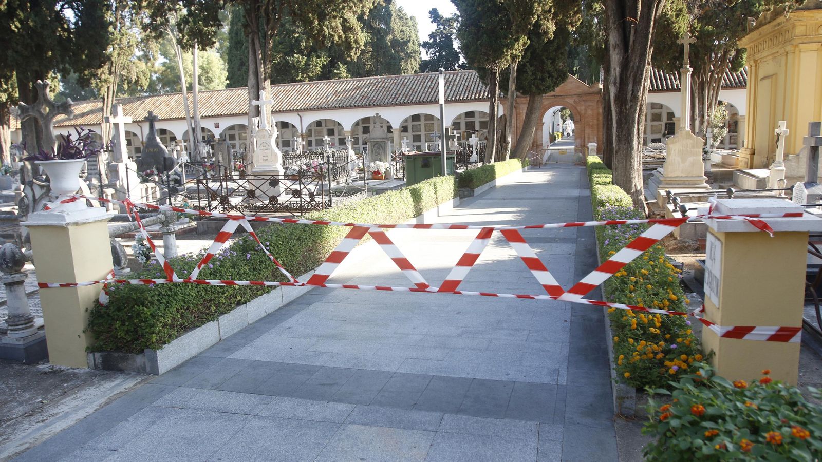 Un paso cortado en el cementerio de San Rafael.