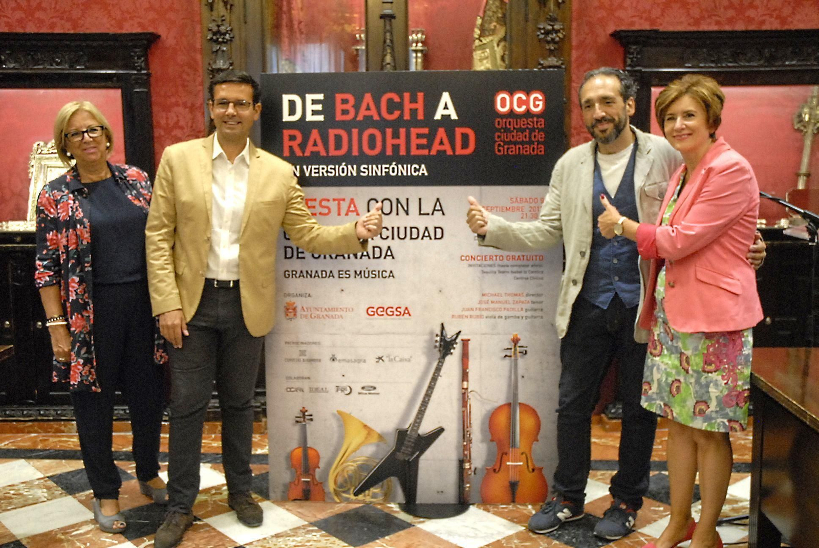 María de Leyva, Paco Cuenca, José Manuel Zapata y Alicia Pire en la presentación del concierto 'De Bach a Radiohead'.