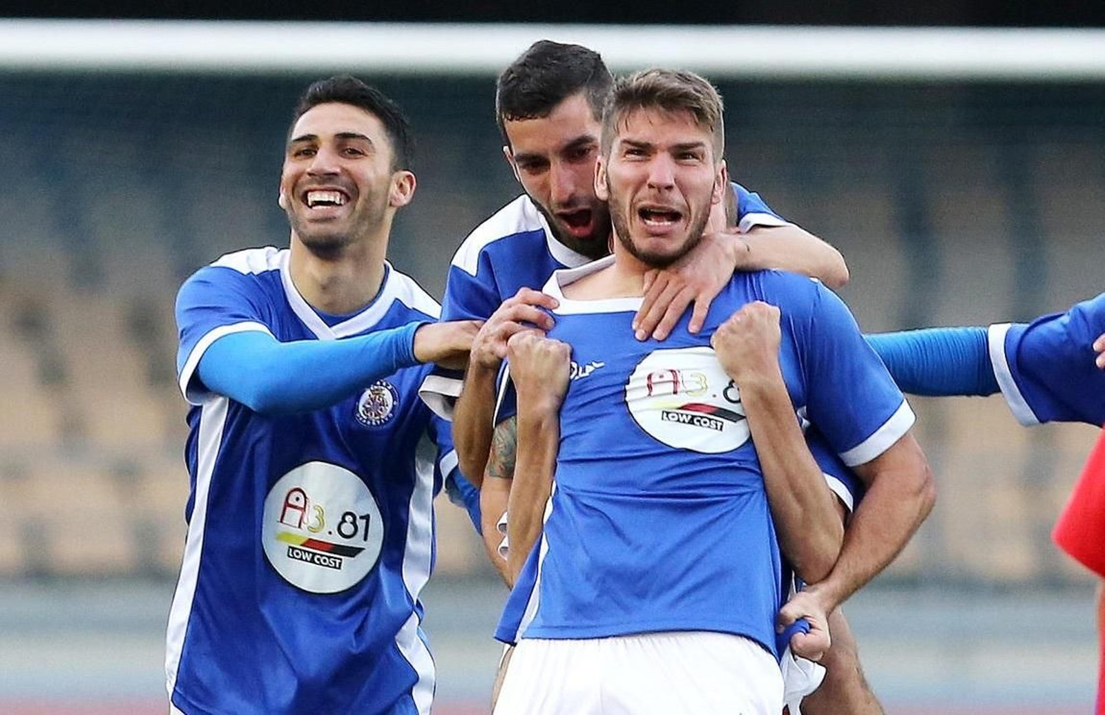 Lolo Garrido, celebra un gol con el Xerez DFC en su anterior etapa en el club.