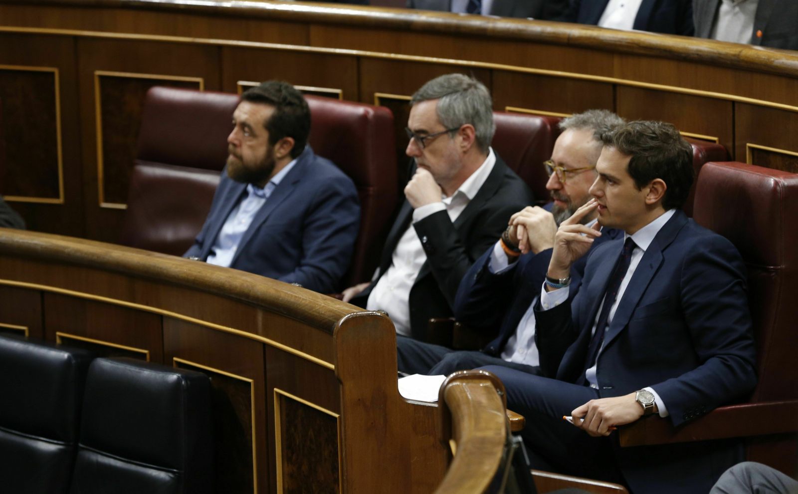Miguel Gutiérrez, José manuel Villegas, Juan Carlos Girauta y Albert Rivera, este miércoles en el Congreso.