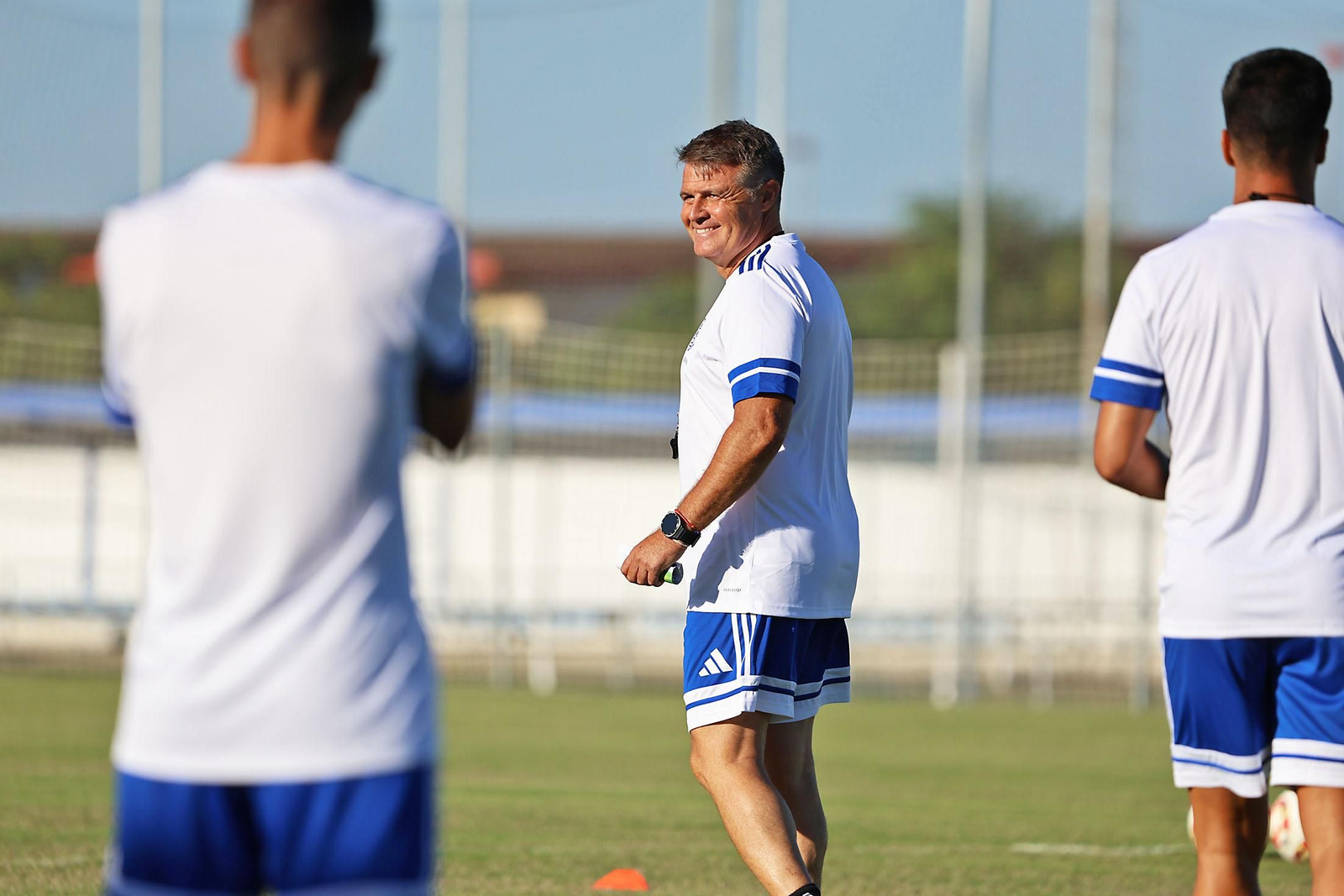 Pedro Morilla, sonriente, durante un entrenamiento.