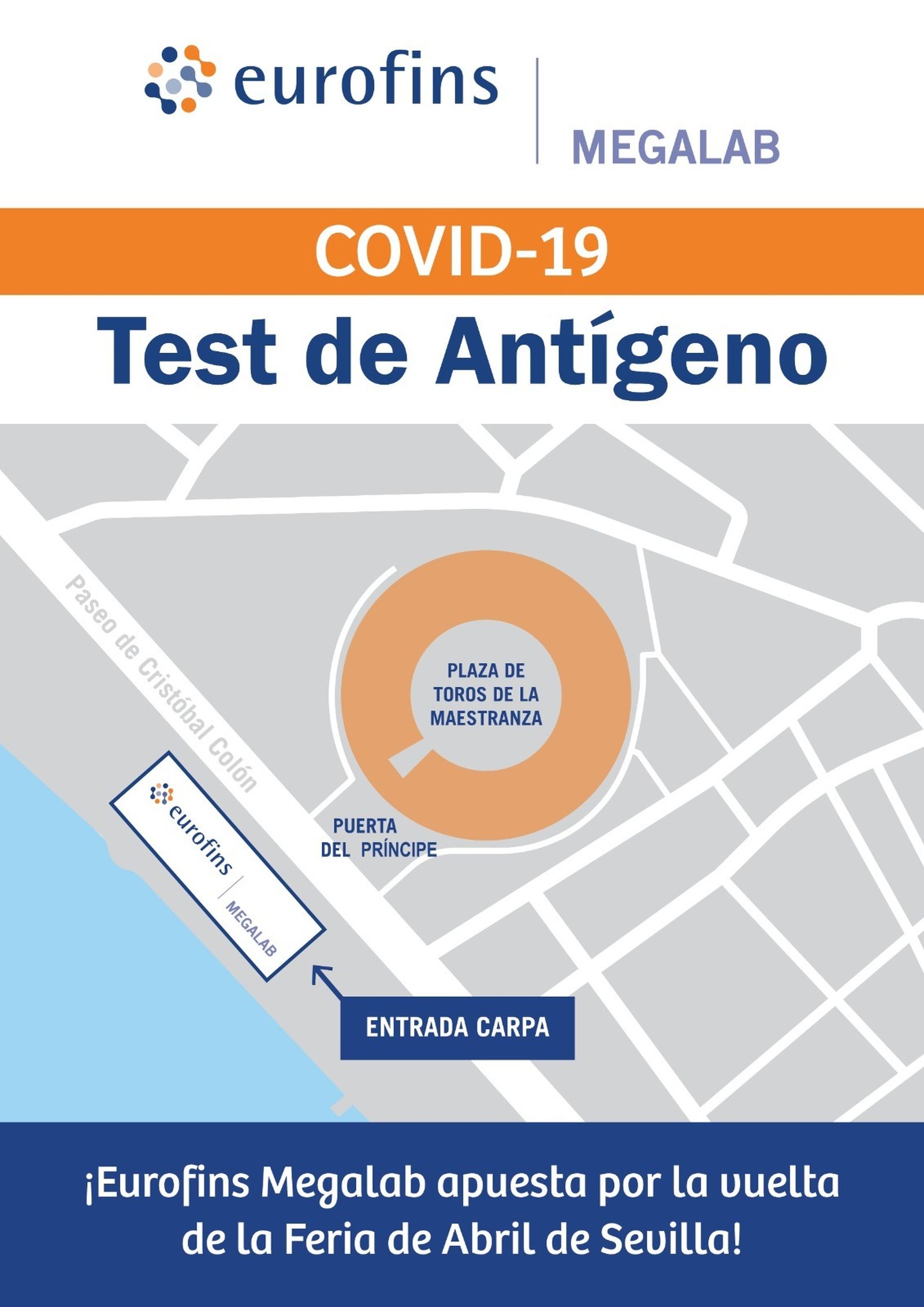 Plano orientativo de la ubicación de la carpa de test de antígenos.