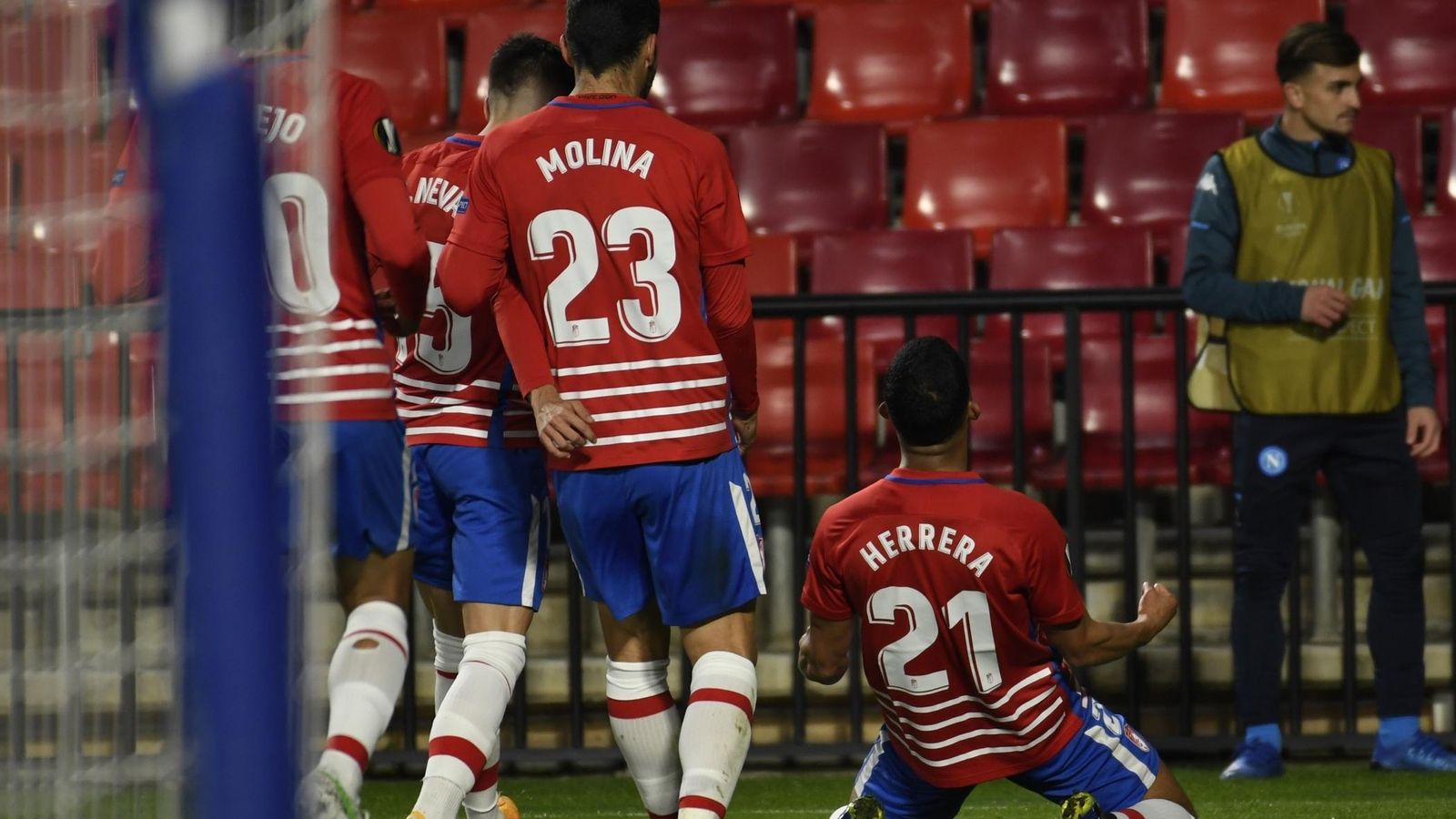 Yangel Herrera celebra el 1-0 ante el Nápoles.