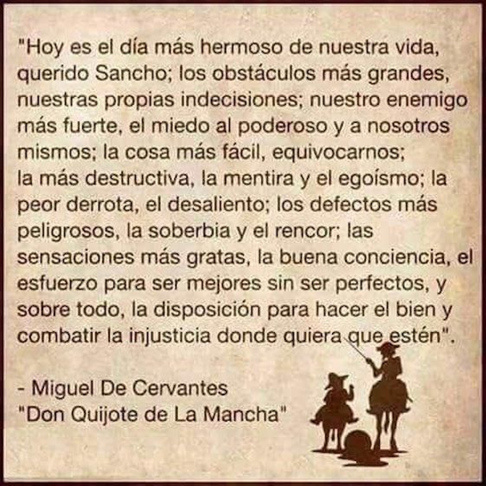 Imagen del texto usado en redes sociales que se atribuye erróneamente a Cervantes