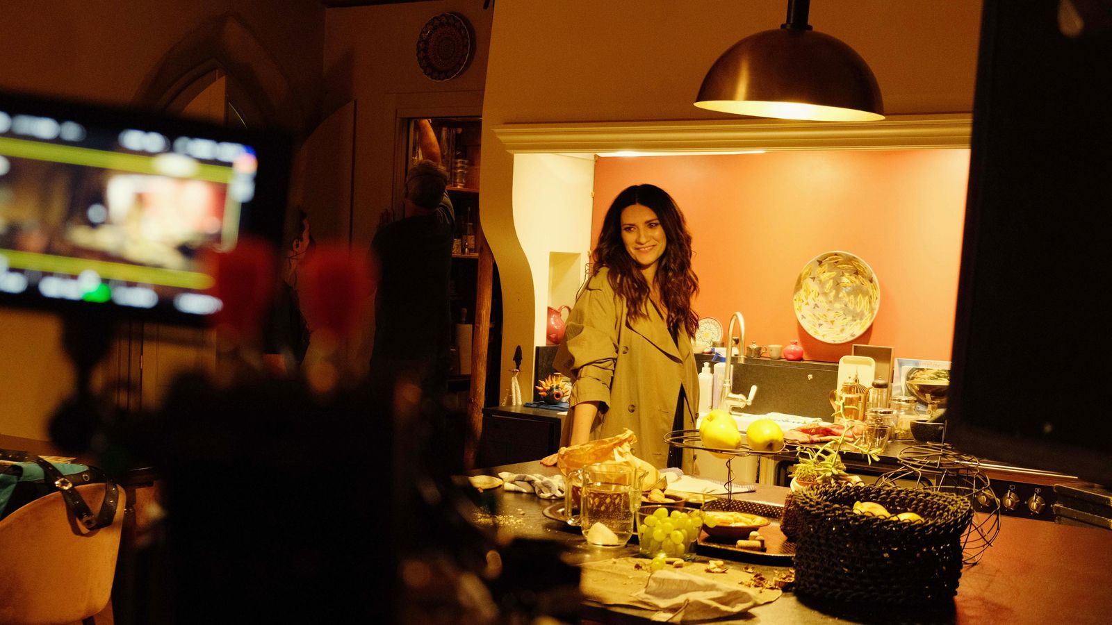 Laura Pausini en el rodaje de su película