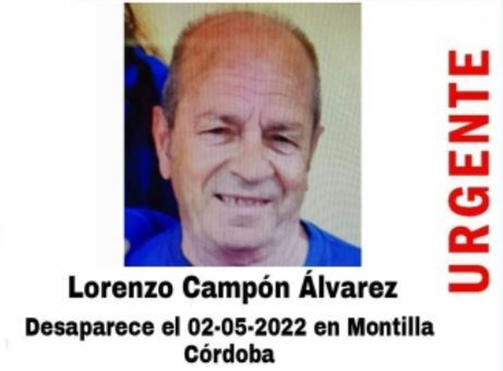 Imagen del hombre desaparecido en Montilla.