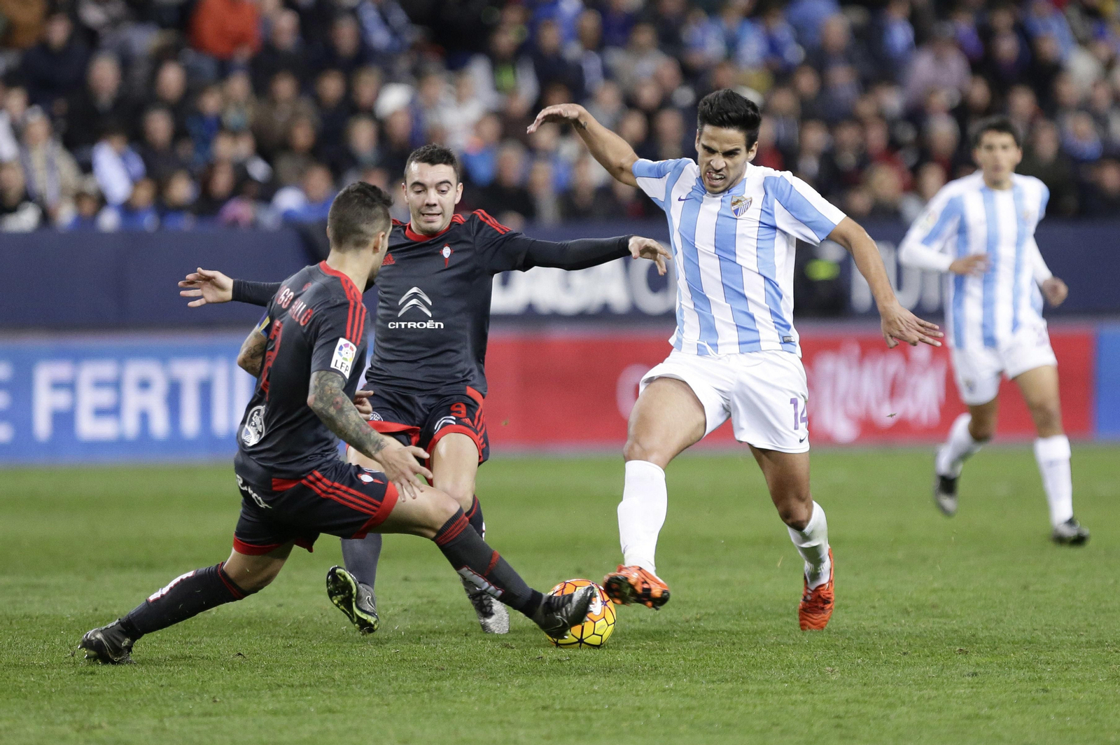 Recio, en el Málaga C. F. - Celta del pasado mes de enero.