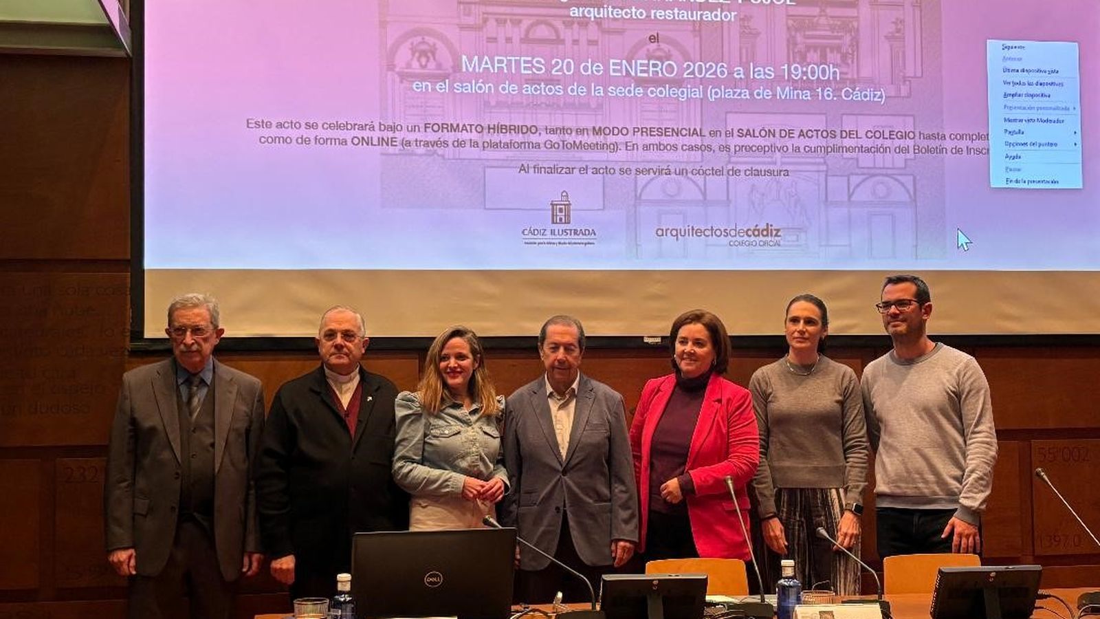 Miguel García, padre Guillermo Domínguez Leonsegui,  Maite Gónzalez, José Ignacio Fernández-Pujol, Paula  Vilches, Pilar Gallego y Javier Alonso Ojembarrena.