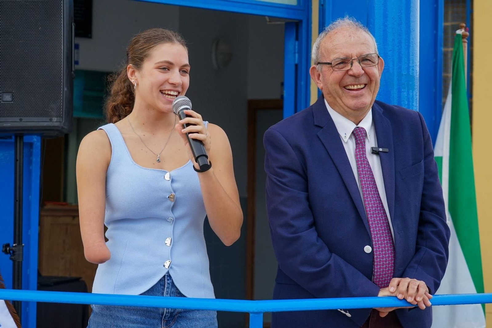 La atleta dedicó unas palabras a los reunidos durante la ceremonia.