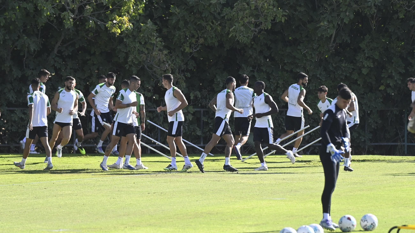 Los jugadores del Córdoba CF se ejercitan en la Ciudad Deportiva.