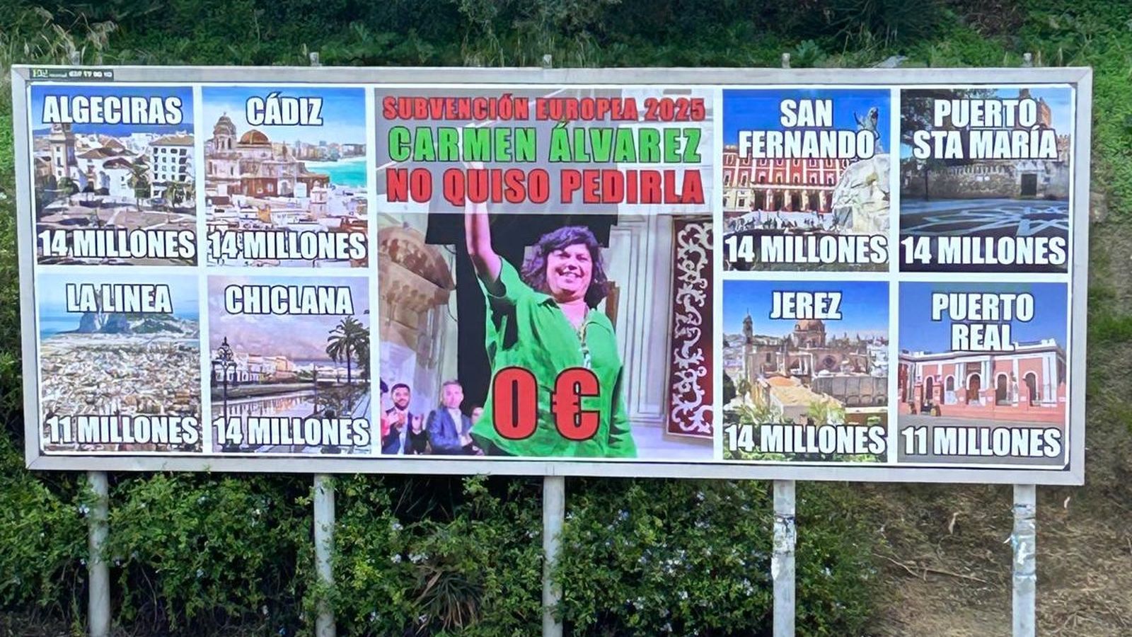 Valla publicitaria del PSOE hacia la alcaldesa de Sanlúcar.