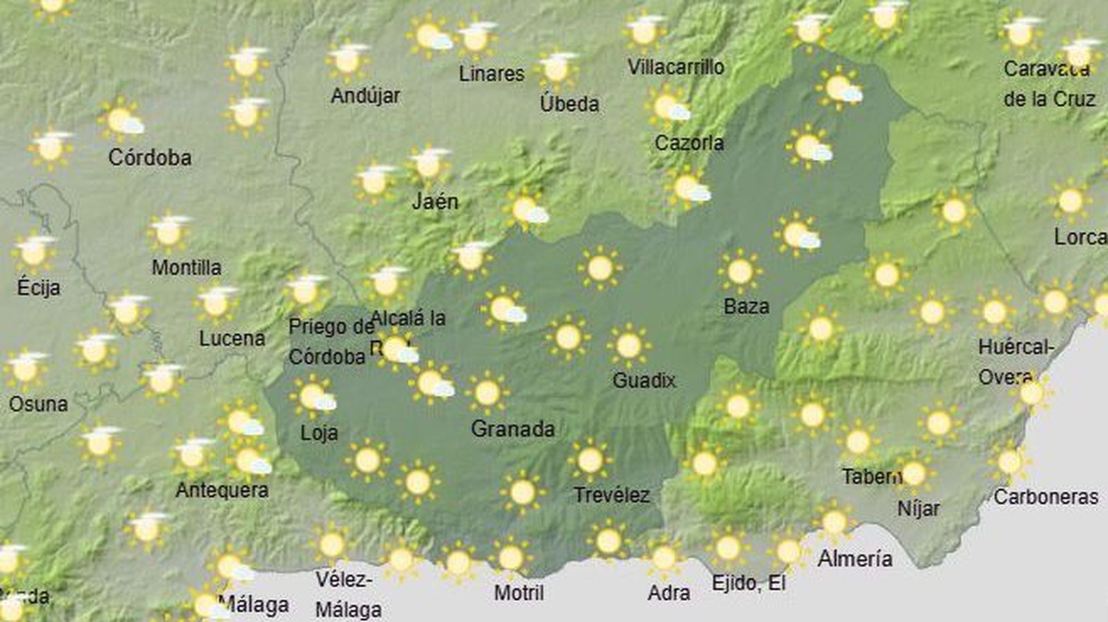 El Tiempo en Granada el 12 de enero de 2026