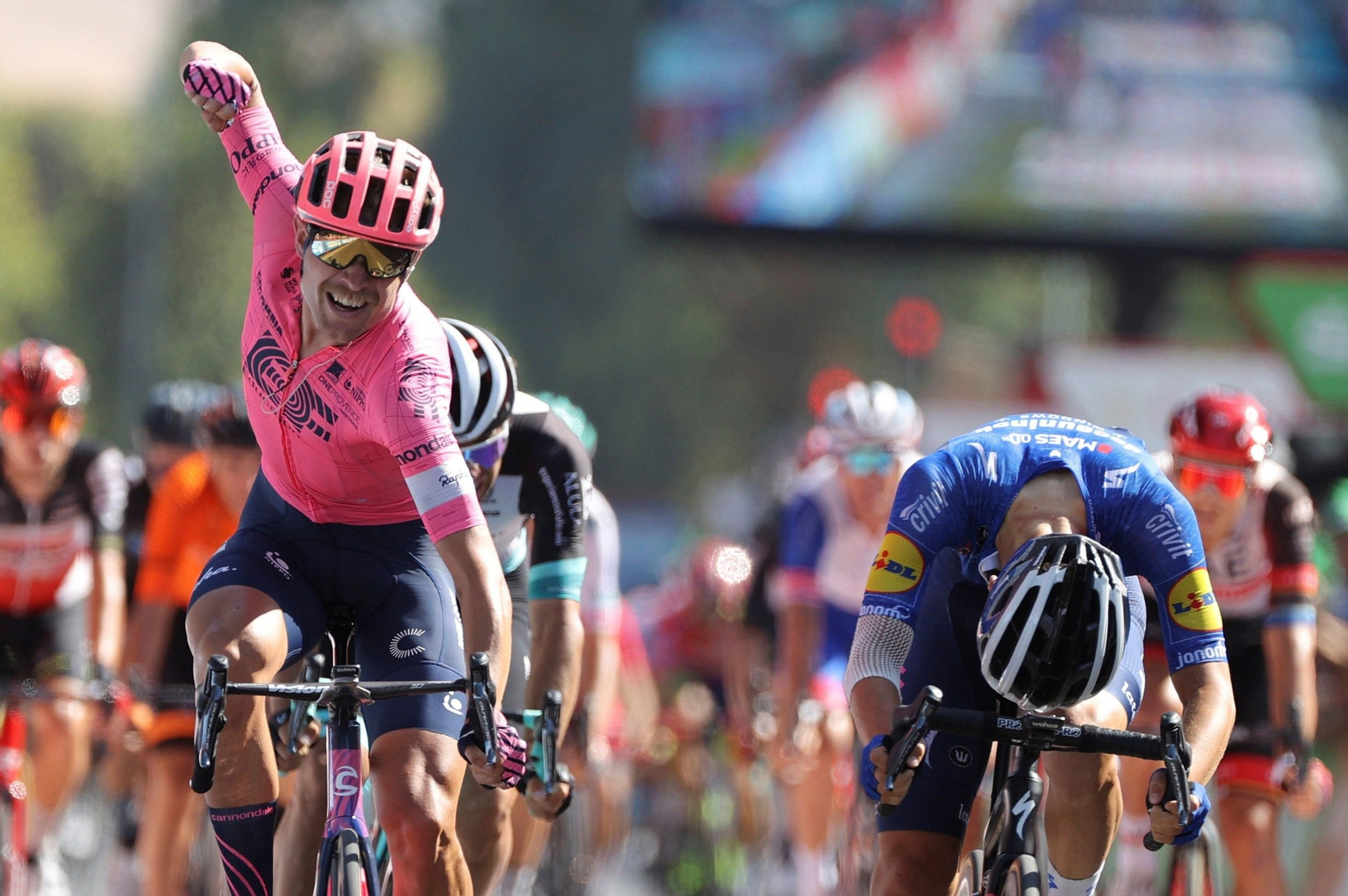 Magnus Cort Nielsen celebra su triunfo en Vallellano.