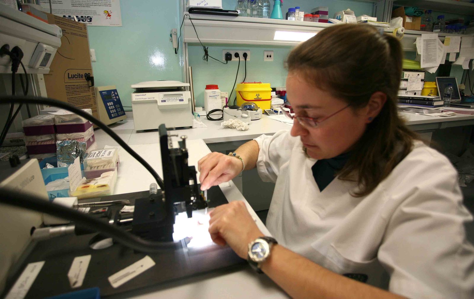 Un investigadora en un laboratorio.