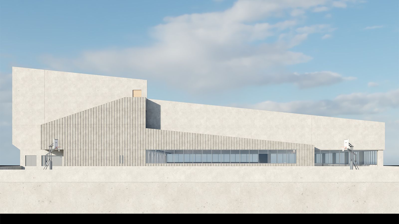 Aspecto exterior de la piscina.