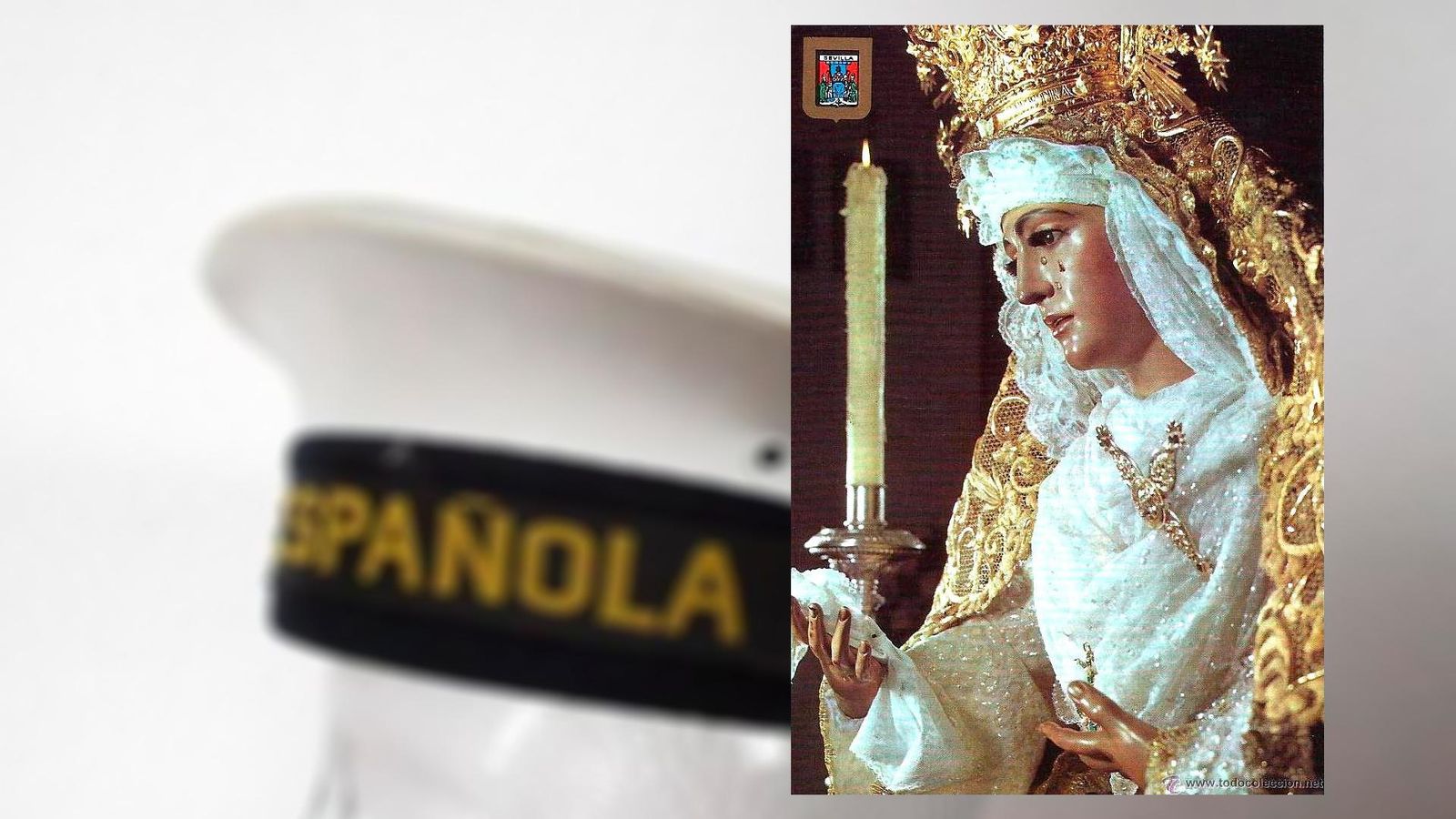 Estampa de la Esperanza de Triana y gorro de "Lepanto"