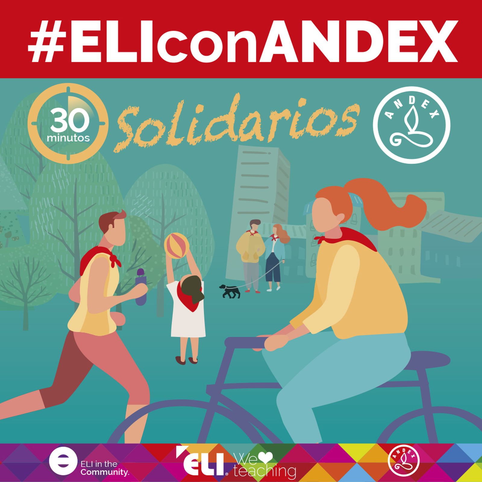 Cartel de '#ELIconAndex', '30 minutos solidarios'.