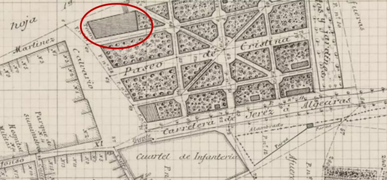 Plano de 1909. En el círculo, el Teatro Variedades.