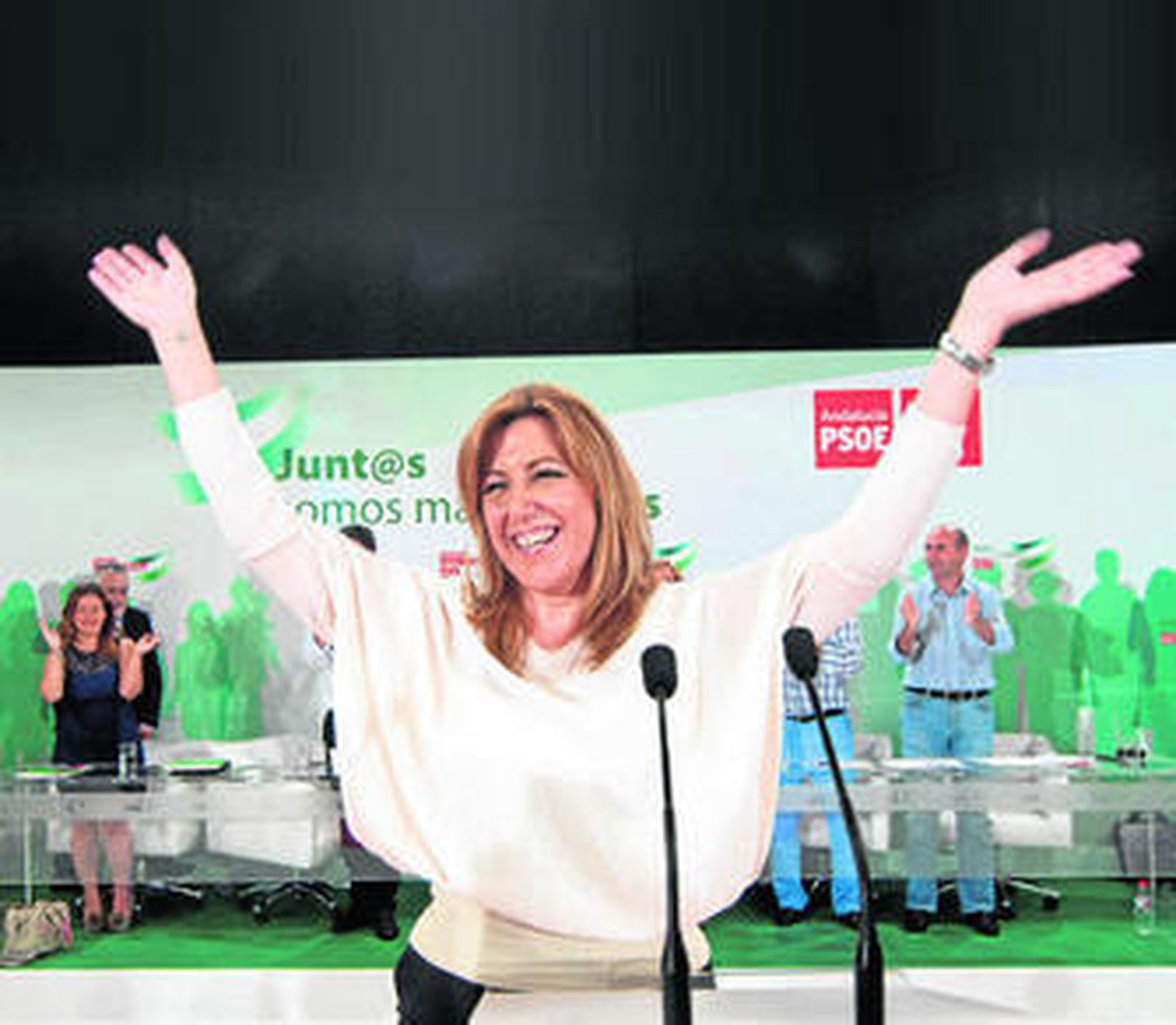 Susana Díaz, ante uno de los comités director del PSOE andaluz, después de ganar las primarias.