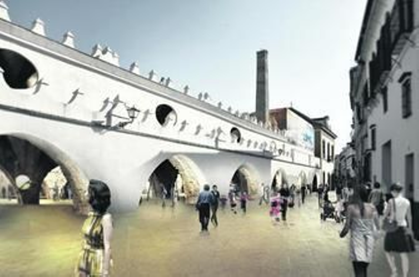 Imagen virtual del futuro acceso principal al CaixaFórum, que transformará las antiguas Atarazanas en un gran espacio público.