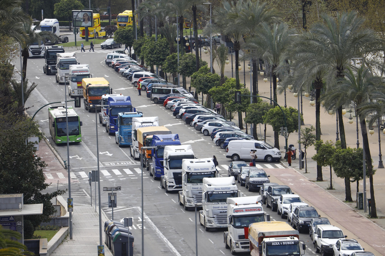 Los transportistas colapsan el centro de Córdoba, en imágenes