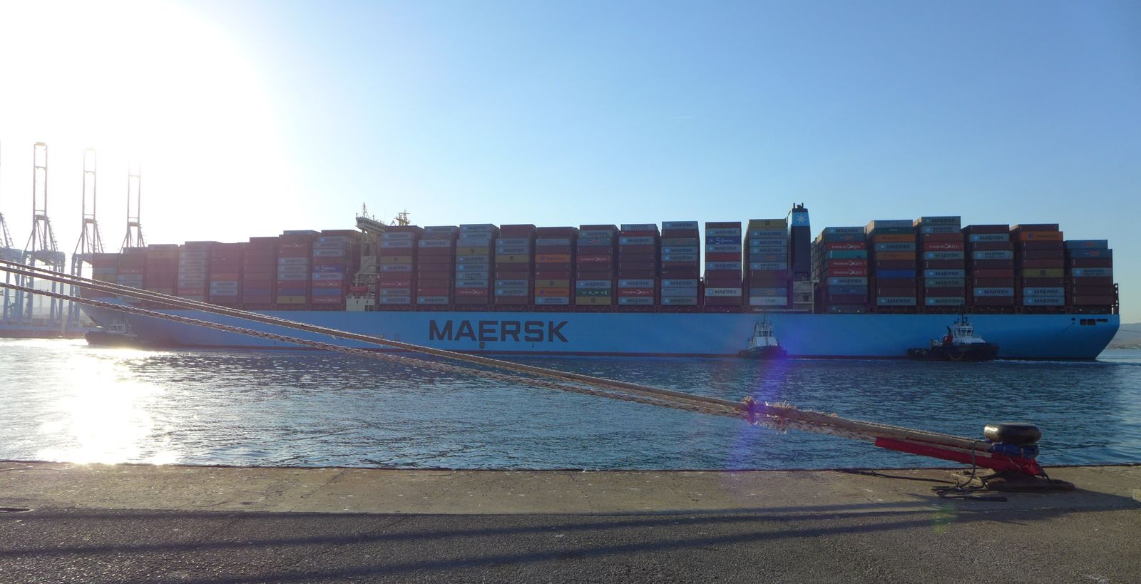 El 'Mathilde Maersk', tras su llegada al Puerto de Algeciras.
