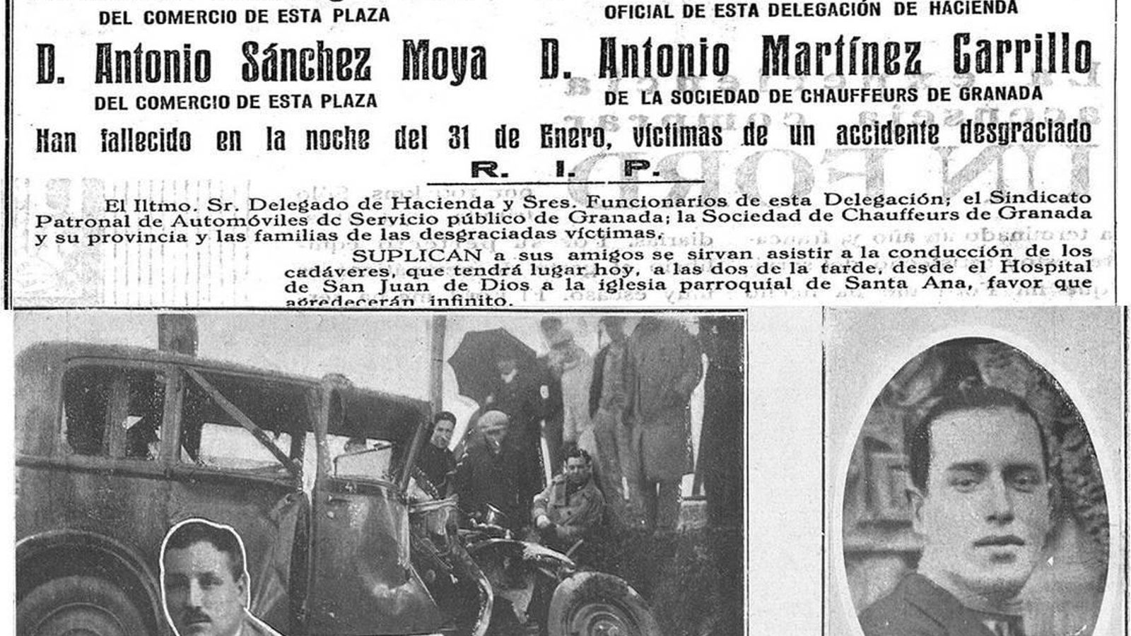 Esquela y escena del  accidente