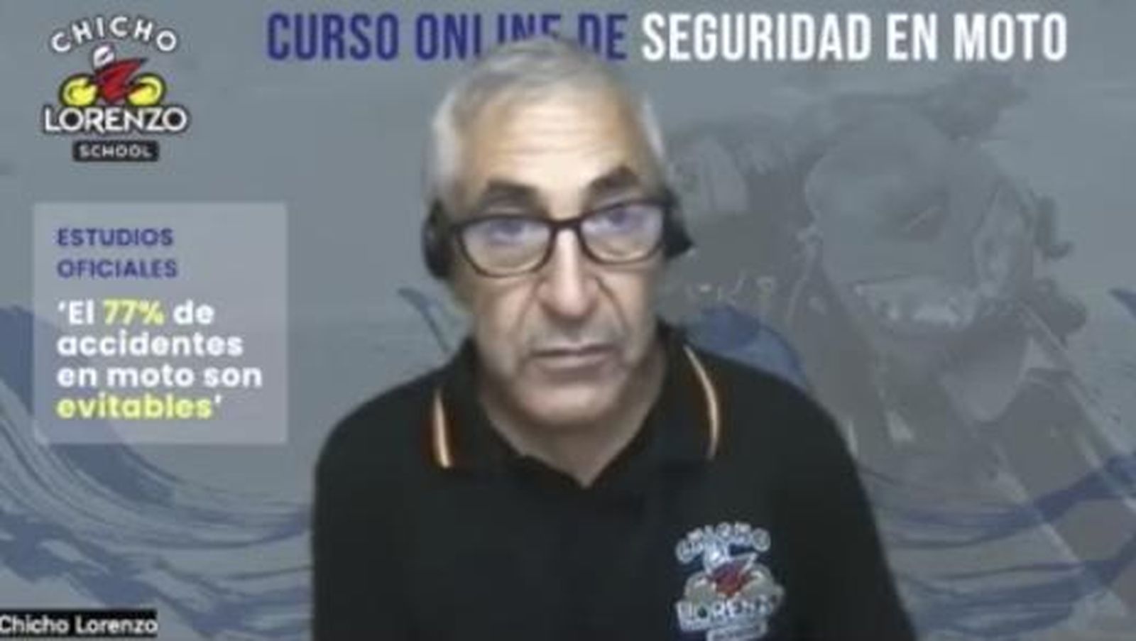 Chicho Lorenzo, en una captura del canal 'motogepeando' que tiene con el periodista Manuel Pecino.