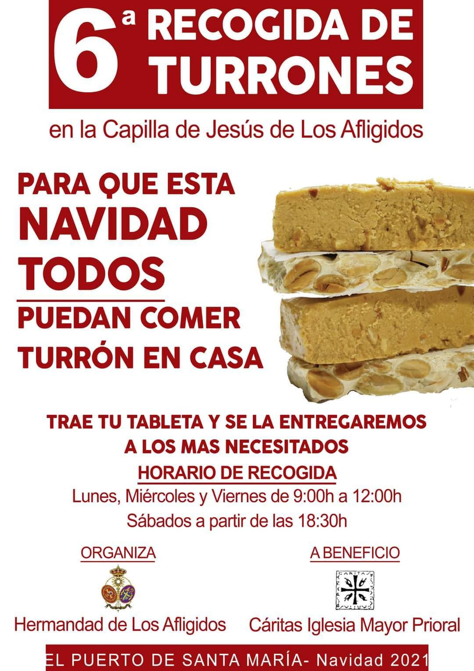 La hermandad recogerá turrones para los más necesitados.