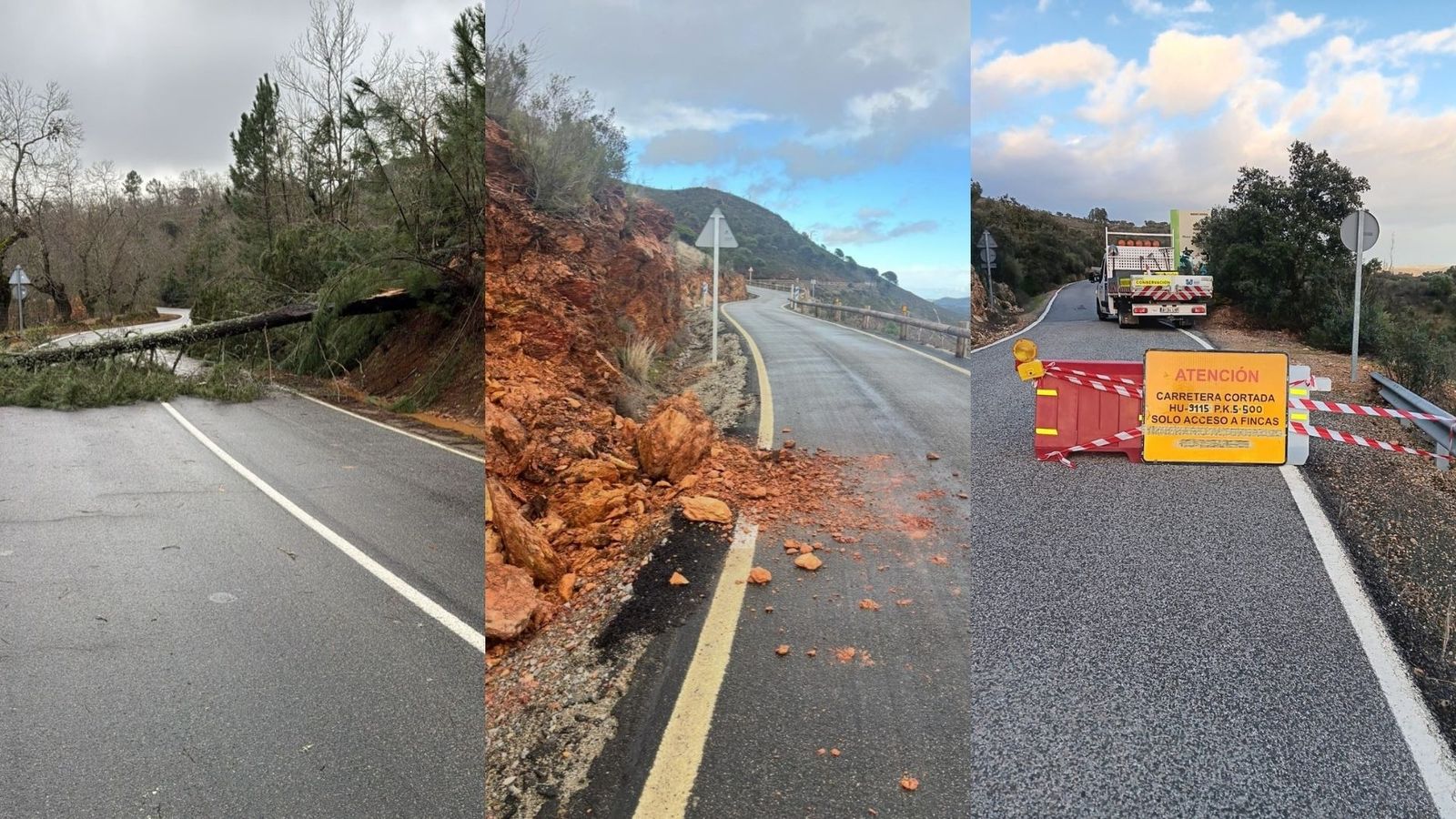 Daños del temporal en las carreteras de la provincia.