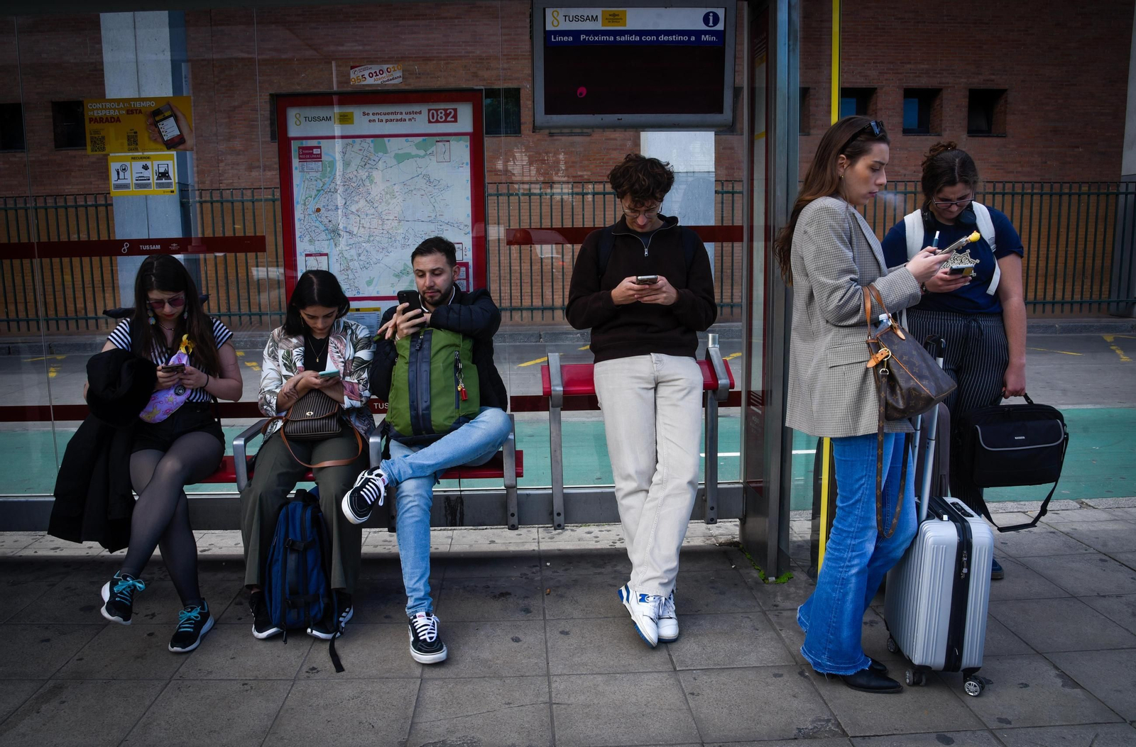 Protesta de Tussam por la huelga nacional de transporte público