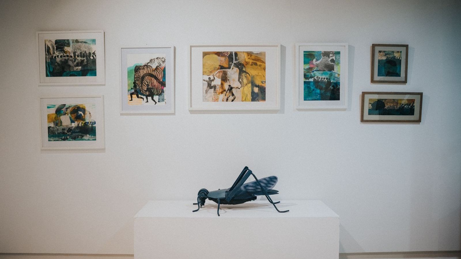 Algunas de las obras que se exponen de Maritina Delgado.