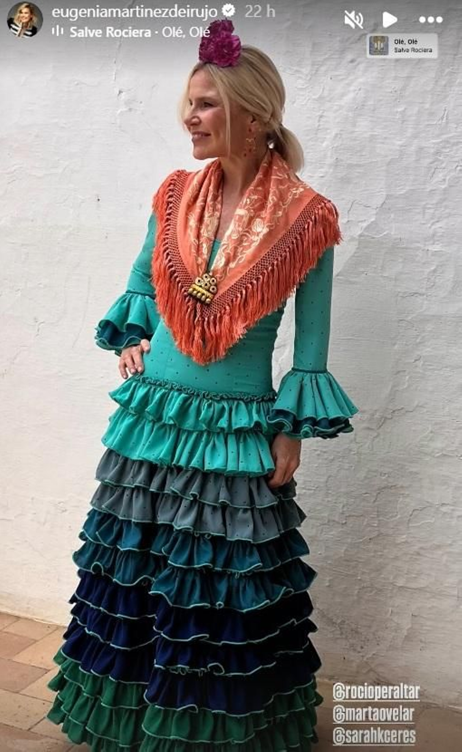 Eugenia Martínez de Irujo vestida de flamenca en la Feria de Abril.